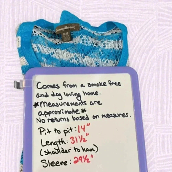 Tommy Bahama size M blue and white open weave cover up/lightweight sweater EUC - Picture 5 of 7